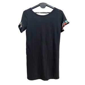 LOFT Embroidered Dress Size Large Midi Flutter Sleeves Women’s